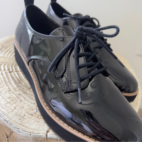 Mix No. 6 Women's Slide Oxford Lace Up Wedge Black Patent Leather Round Size 7.5 - Picture 10 of 12